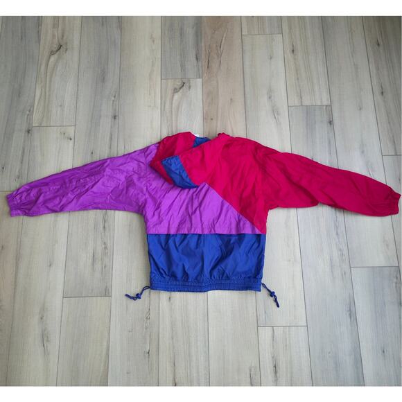 Nike Vintage Windbreaker Grey Tag 90's Colorblock 1/2 Zip Jacket Women Sz S - Picture 3 of 7